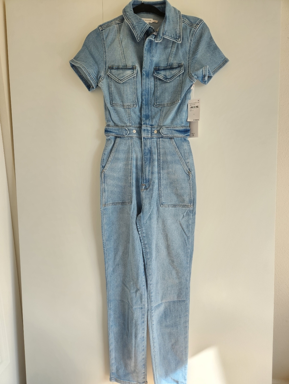 Good American Denim Jumpsuit Blue Utility Short Sleeve NWT Size S